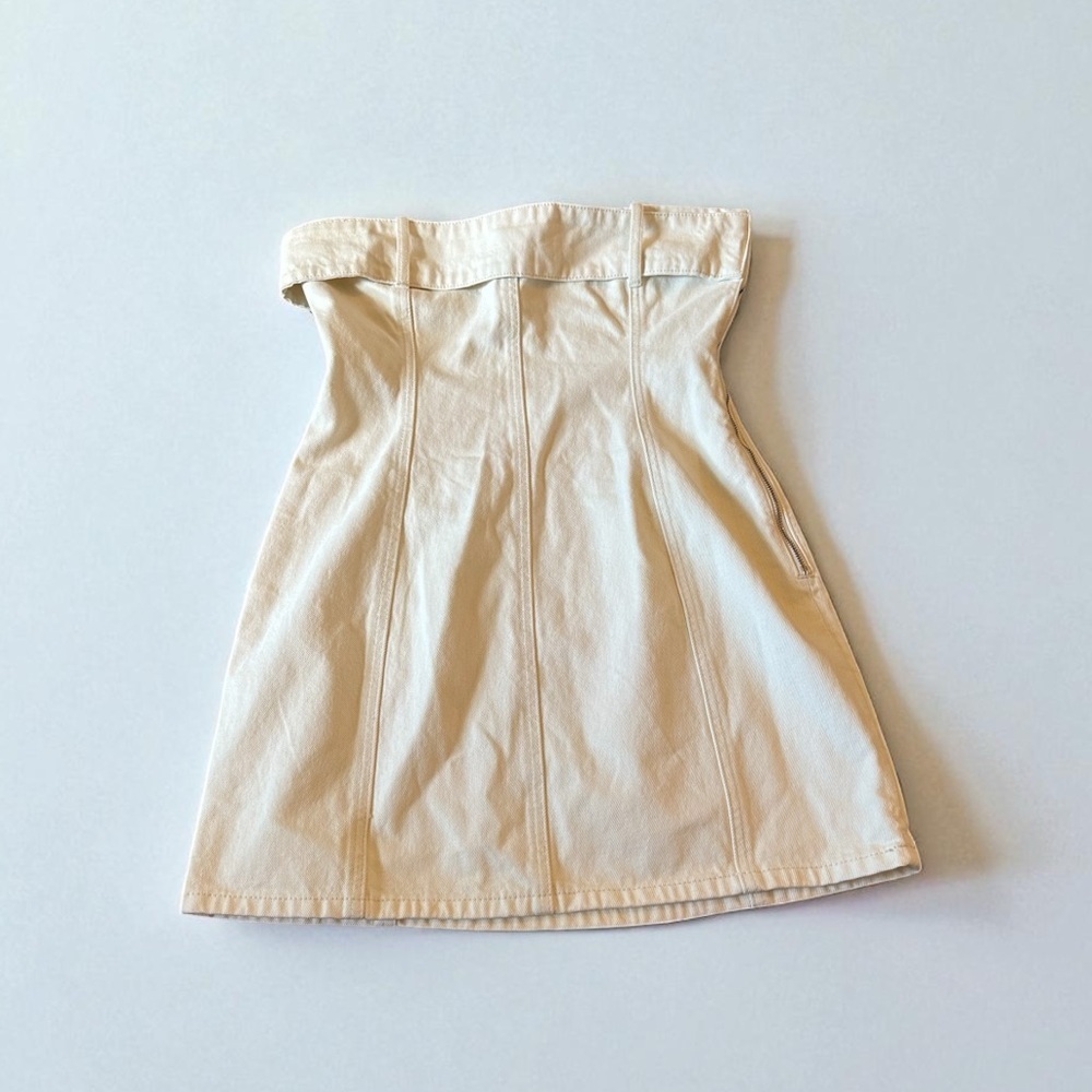 NWT Meshki Strapless Jean Mini Dress in Cream Medium